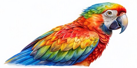 Obraz premium Watercolor Parrot Illustration - Detailed Hand Drawn Art