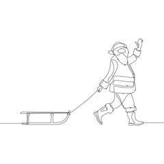 Continous line art of santa