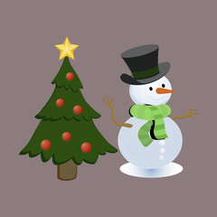 christmas tree and snowman.eps