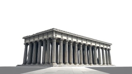 Obraz premium Ancient Greek Temple Illustration - Black Historical Building Icon