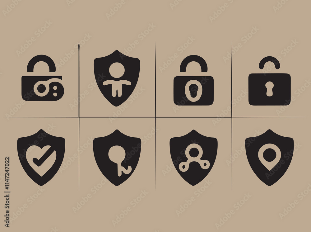 Poster child safe vector icons set on different background. child safe signs. child safe icon set. differen