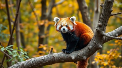 Obraz premium Cute Red Panda in Forest Tree - Bright & Colorful Nature Photography