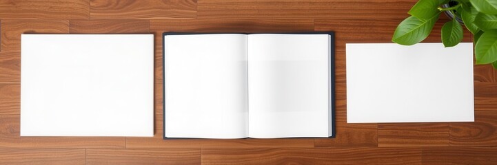 A mockup of an open vertical photo album, showcasing blank pages ready for customization, photography, design, graphic design