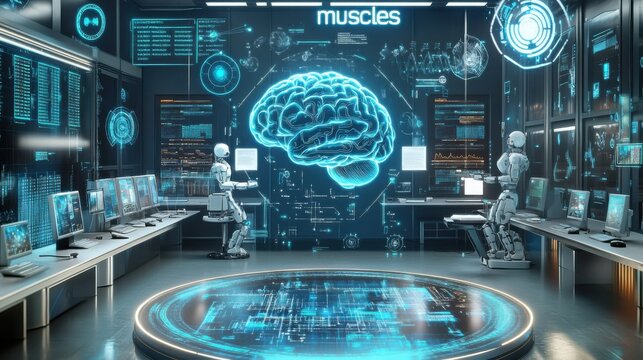 Holographic image of the central brain in modern offices