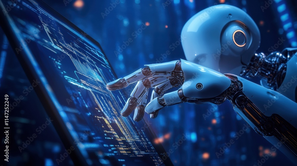 Fototapete Collaboration of human and artificial intelligence in a technology driven environment. Generative AI