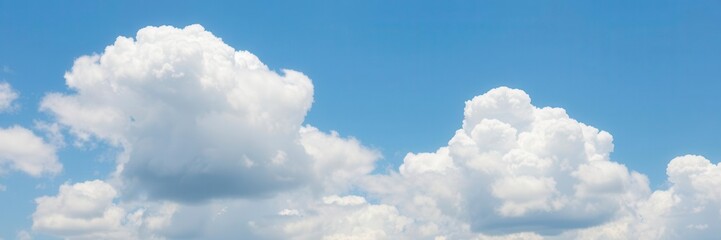 white fluffy clouds floating in a clear blue summer sky, clouds, fluffy, scenic