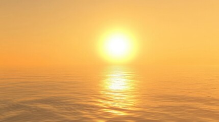 Obraz premium Serene Sunset Over Calm Ocean Waters with Golden Reflections