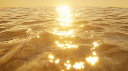 Glimmering Sea Surface Under Bright Sunset Light Reflection