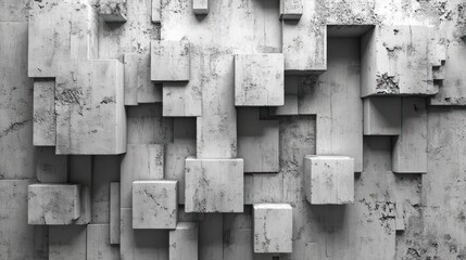 Abstract textured wall of gray cubes.