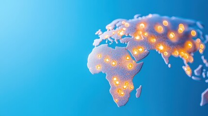 A glowing map of Africa and Europe with illuminated connection points, symbolizing global collaboration and International Networking Week.