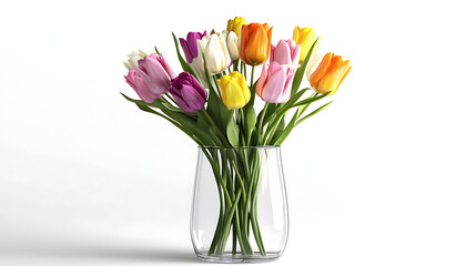 A vase of flowers with a variety of colors including pink, purple, yellow