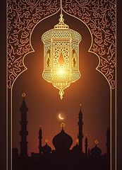 Ramadan Kareem greeting card design with beautiful