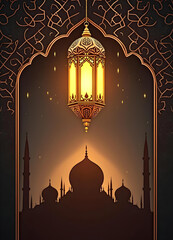 Ramadan Kareem greeting card design with beautiful