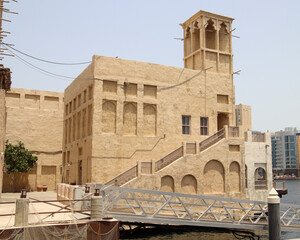 Fototapeta premium Traditional arab multi storey house in the old town Dubai creek dock