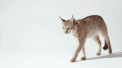 Beautiful Lynx Walking Gracefully on a Light Background