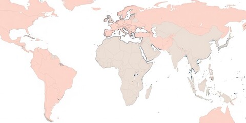 Fototapeta premium World political map with blue and white colors, perfect for illustrating international relations and boundaries, boundaries, government, geography