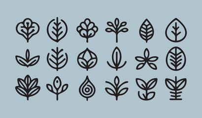 Silhouette vector illustration showcases a variety of beautiful flower designs, perfect for adding a touch Leaf icon in flat style, on white background. leaf icon set. nature icon, leaf vector