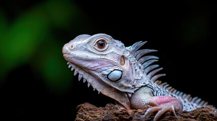 Obraz premium Albino iguana lizard profile close-up.