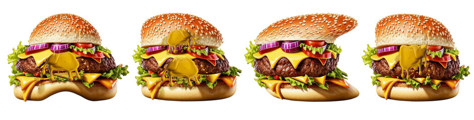Letters A, B, C, D made from hamburger