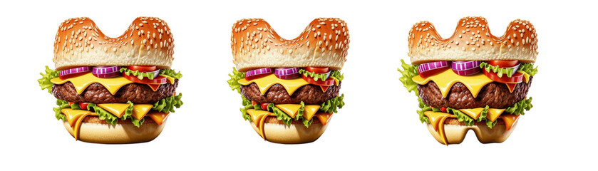 Letters U, V, W made from hamburger