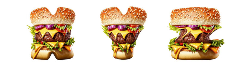 Letters X, Y, Z made from hamburger