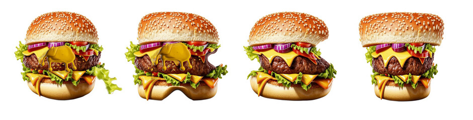 Letters Q, R, S, T made from hamburger