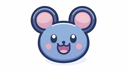 A cute blue cartoon mouse head with large ears and a cheerful expression.