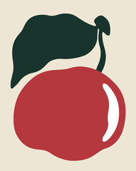 red cherry minimalist vector art