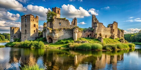 Medieval castle ruins on the banks of the Nogat River, malbork castle