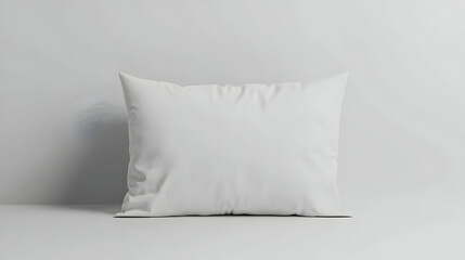 A simple white pillow on a neutral background, emphasizing comfort and relaxation.