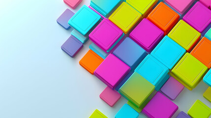 Colorful abstract blocks arranged in a vibrant pattern, showcasing geometric design elements.
