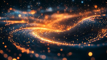 Fototapeta premium Swirling Digital Universe with Interconnected Lines and Bright Orbs