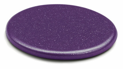 A shiny purple disc with a smooth surface, likely used for games or as a decorative item.