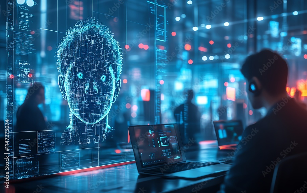 Poster employees in a secure office setting using monitored corporate mobile phones, protected by advanced 