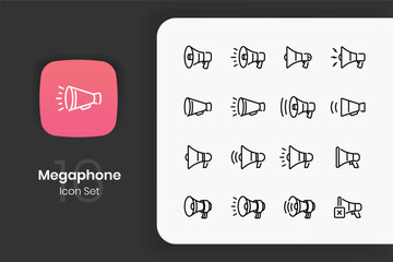 Set of megaphone line icon