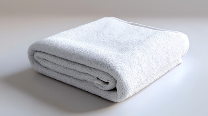 A white towel is laying on a white surface