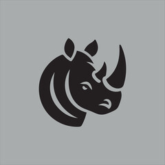 rhino Head Black Silhouette Set. logo Vector image of an head rhino design on white background