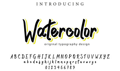Watercolor Font Stylish brush painted an uppercase vector letters, alphabet, typeface