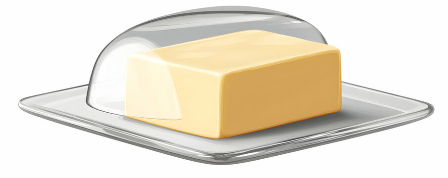 recommend clip art: Digital Illustration of a Butter Dish with a Block of Butter Under a Clear Lid