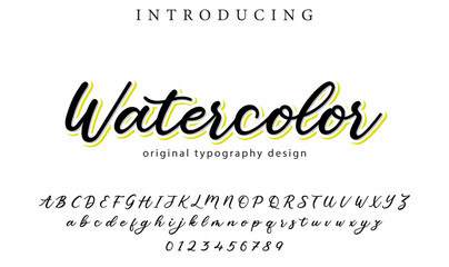 Watercolor Font Stylish brush painted an uppercase vector letters, alphabet, typeface