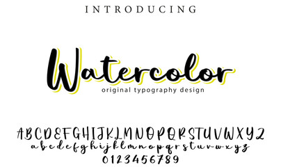 Watercolor Font Stylish brush painted an uppercase vector letters, alphabet, typeface
