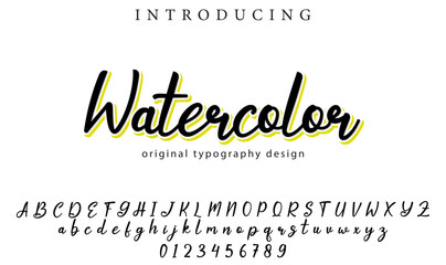 Watercolor Font Stylish brush painted an uppercase vector letters, alphabet, typeface