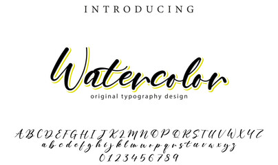 Watercolor Font Stylish brush painted an uppercase vector letters, alphabet, typeface