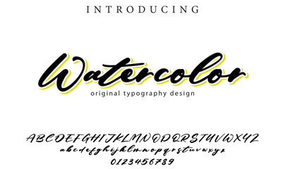 Watercolor Font Stylish brush painted an uppercase vector letters, alphabet, typeface