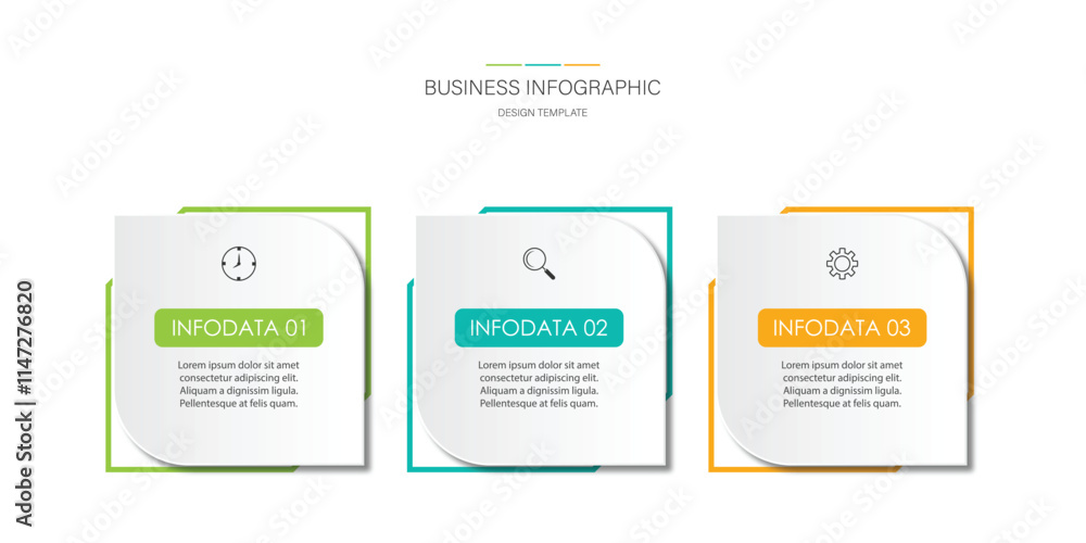 Poster three step infographic element design vector template for presentation.