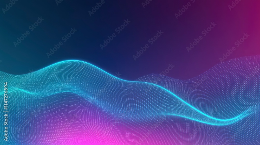 Poster abstract wave patterns of light in a blend of vibrant purple and blue hues create a mesmerizing visu