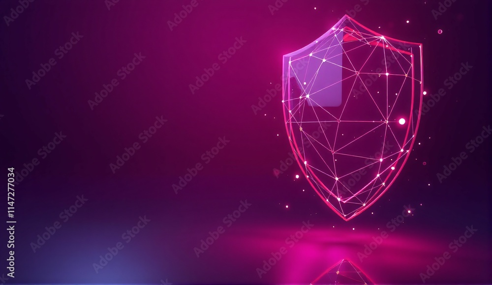Fototapete abstract digital shield protection concept cybersecurity and data security low polygonal graphic des