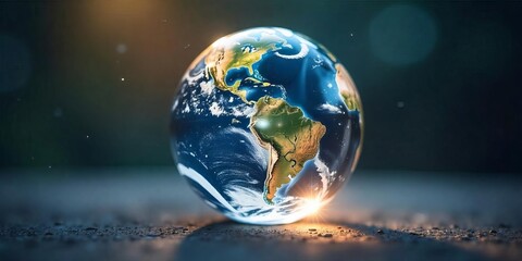 Naklejka premium Detailed Earth Globe on a Dark Surface, Inspiring a Sense of Wonder