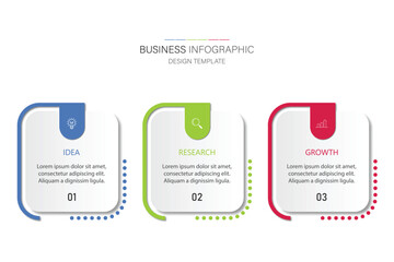 three Step Infographic element design Vector template for presentation.