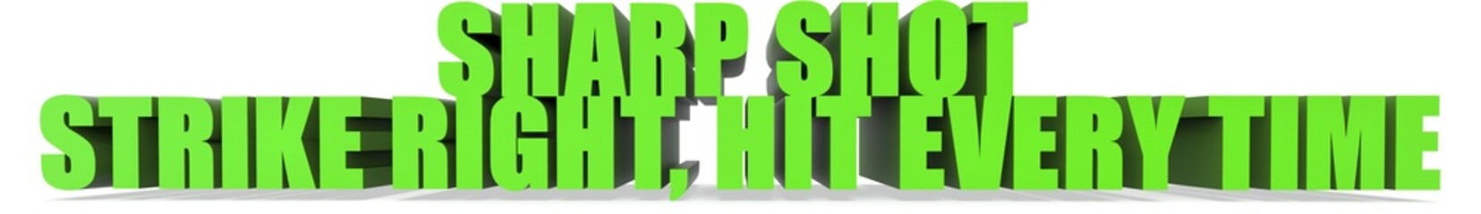 Sharp Shot Strike Right  Hit Every Time, 3d text